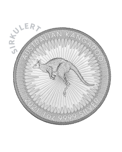 1 oz Sirkulert Sølvmynt Australian Kangaroo