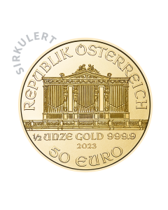 1/2 oz Sirkulert Wiener Philharmoniker Gullmynt
